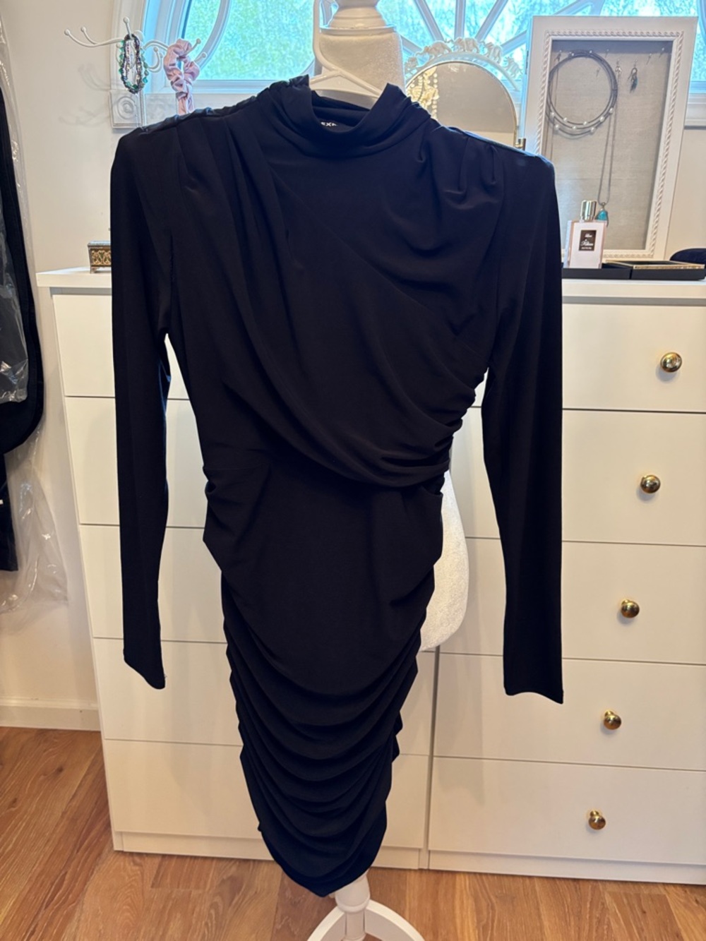 Black ruched dress